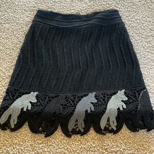 Save the Queen black knit skirt with Fox appliquéd hem.small